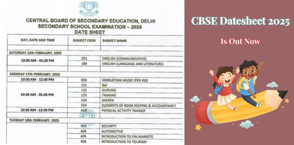 CBSE Datesheet 2025